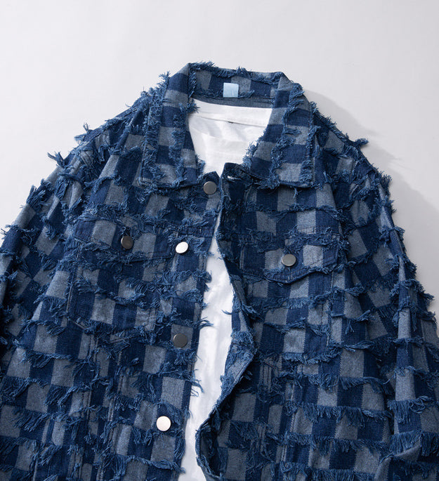 Fall Winter Cowboy Jacket Men Loose Burrs Denim Jacket Men