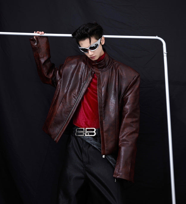 Coat Stand Collar Short Motorcycle Clothing Men