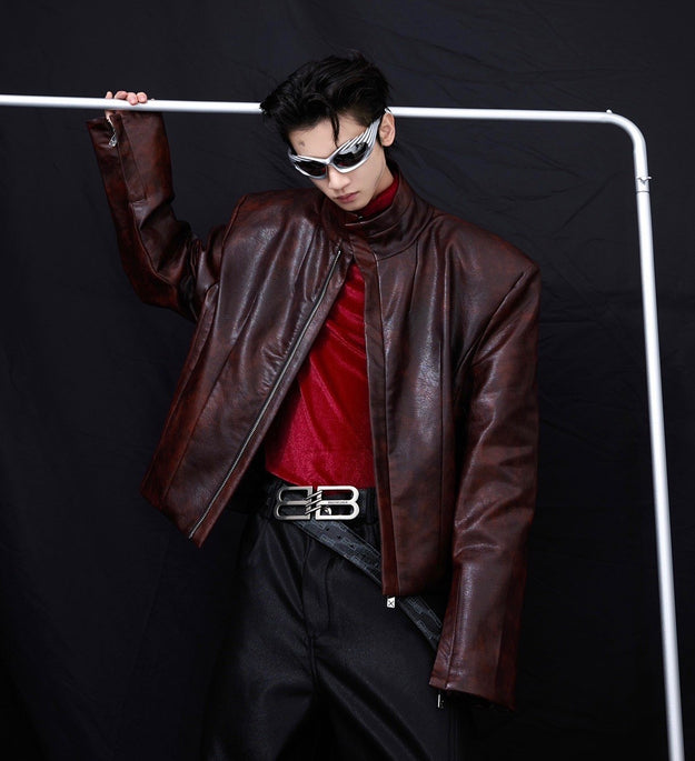 Coat Stand Collar Short Motorcycle Clothing Men