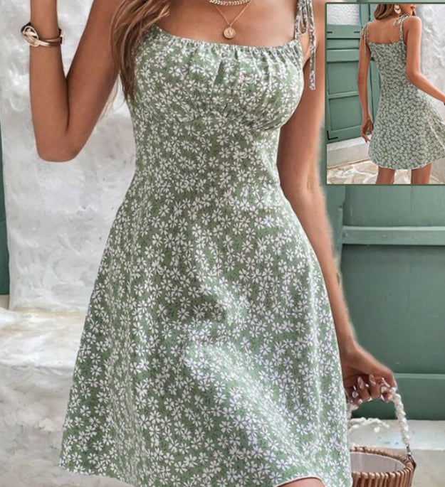 Women's Summer Floral Spaghetti Strap Beach Short Dress,Womens Dresses,Woman Clothing,Woman Clothes,Sundress,New In Dress