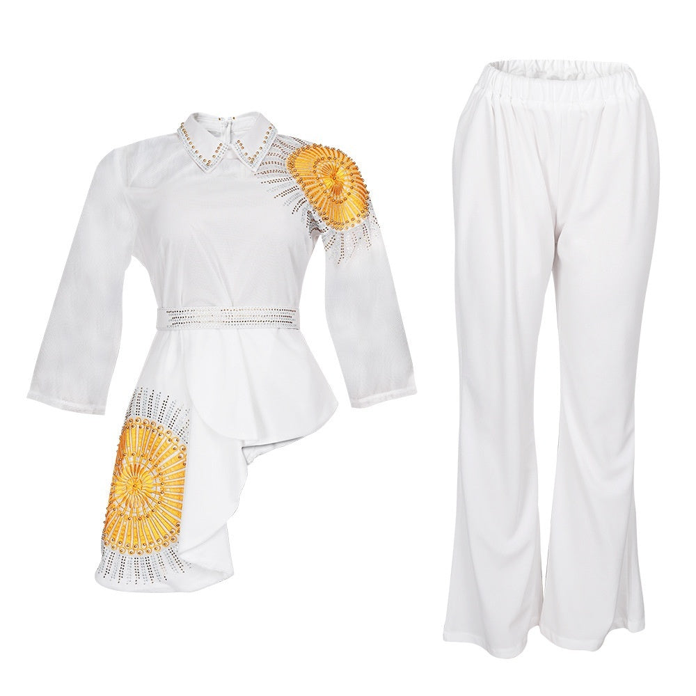 Women's Clothing Adult Lady Like Woman Long Blouse And Pants Autumn Women's Suit