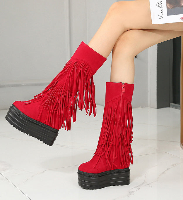 Super High Heel Women Shoes Fringed Boots