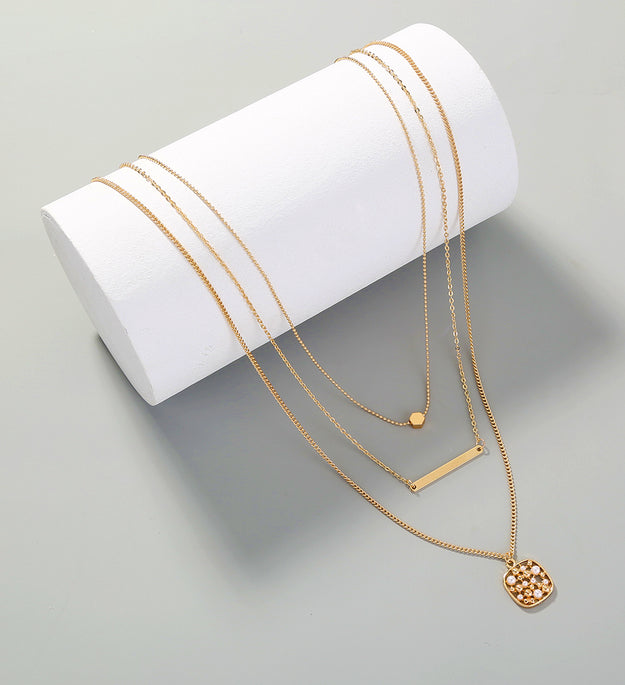 Fashion multi-layer gold necklace personality multi-layer Geometric Pineapple Pendant Jewelry woman