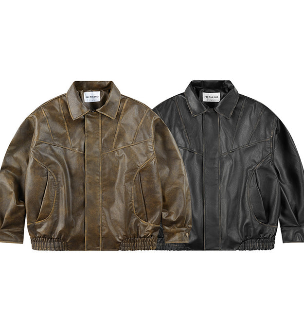 Retro Leather Clothing For Men And Women Loose